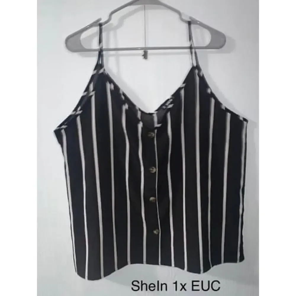 Shein size XL Sleeveless Spaghetti Strap cropped striped Tank Shirt